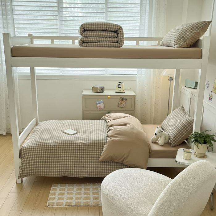 91家纺网 家纺一手货源 找家纺 ab家纺  2025新款40支A类水洗棉学生三件套 千寻-咖