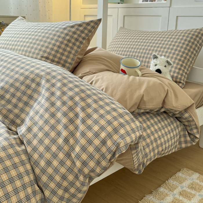 91家纺网 家纺一手货源 找家纺 ab家纺  2025新款40支A类水洗棉学生三件套 千寻-咖