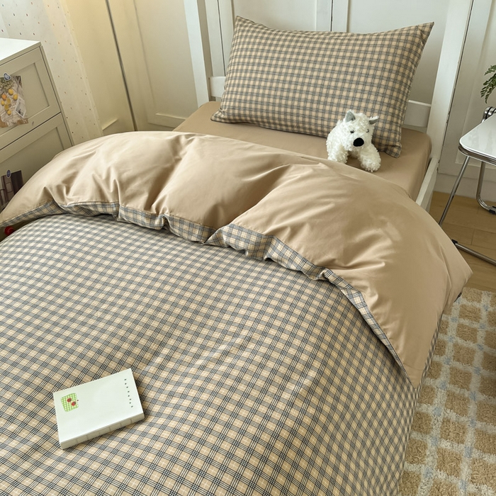 91家纺网 家纺一手货源 找家纺 ab家纺  2025新款40支A类水洗棉学生三件套 千寻-咖