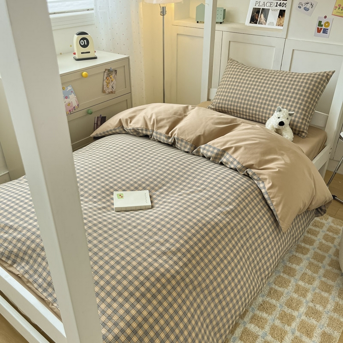 91家纺网 家纺一手货源 找家纺 ab家纺  2025新款40支A类水洗棉学生三件套 千寻-咖