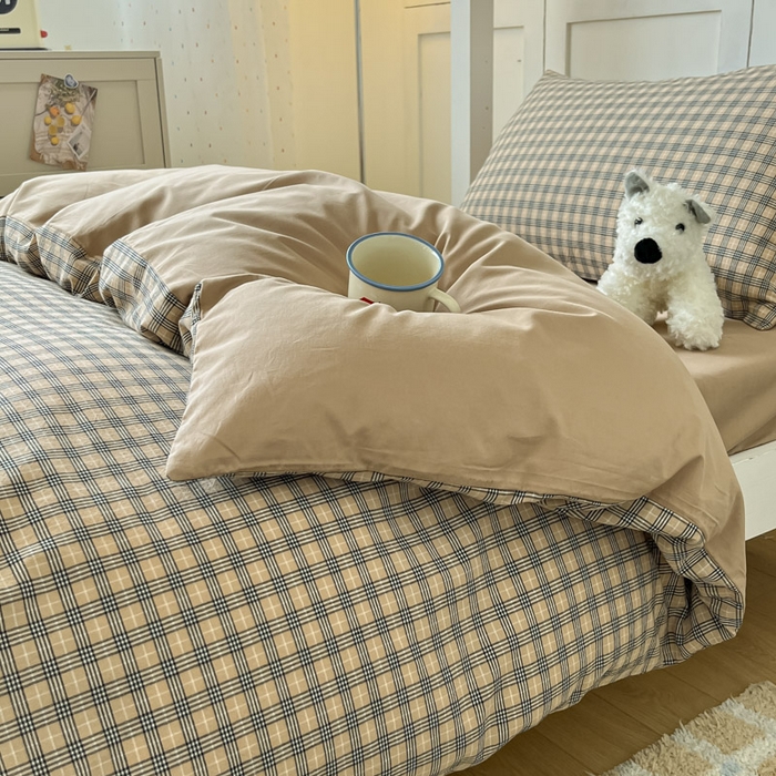 91家纺网 家纺一手货源 找家纺 ab家纺  2025新款40支A类水洗棉学生三件套 千寻-咖