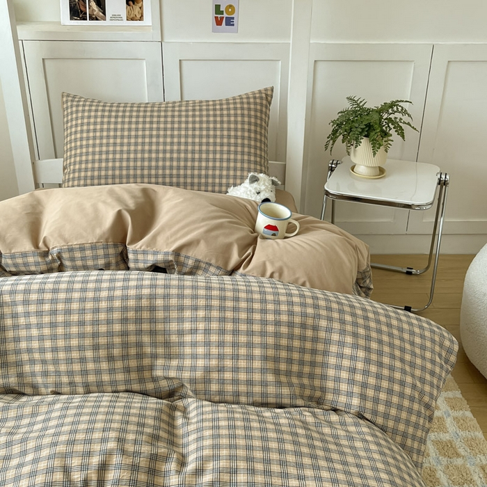 91家纺网 家纺一手货源 找家纺 ab家纺  2025新款40支A类水洗棉学生三件套 千寻-咖