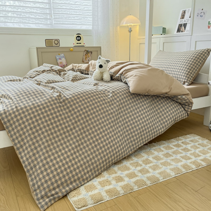 91家纺网 家纺一手货源 找家纺 ab家纺  2025新款40支A类水洗棉学生三件套 千寻-咖