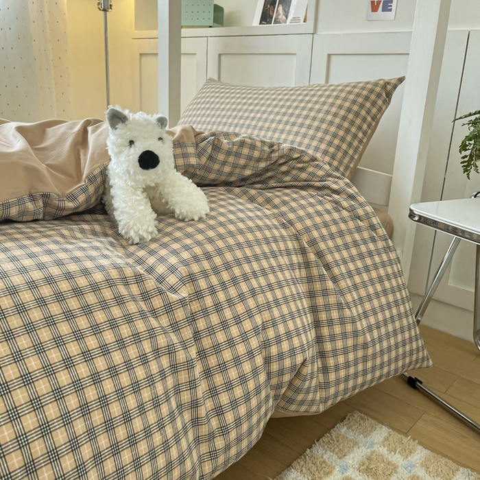 91家纺网 家纺一手货源 找家纺 ab家纺  2025新款40支A类水洗棉学生三件套 千寻-咖