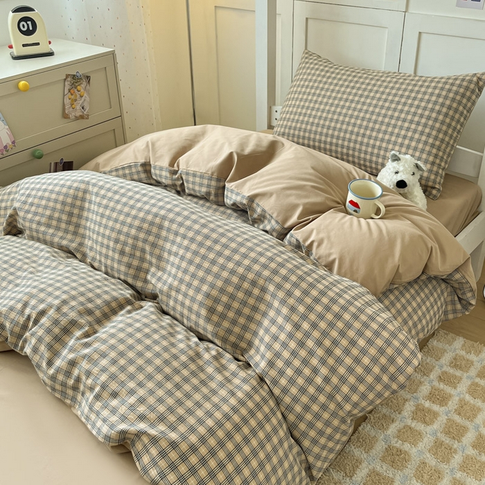 91家纺网 家纺一手货源 找家纺 ab家纺  2025新款40支A类水洗棉学生三件套 千寻-咖