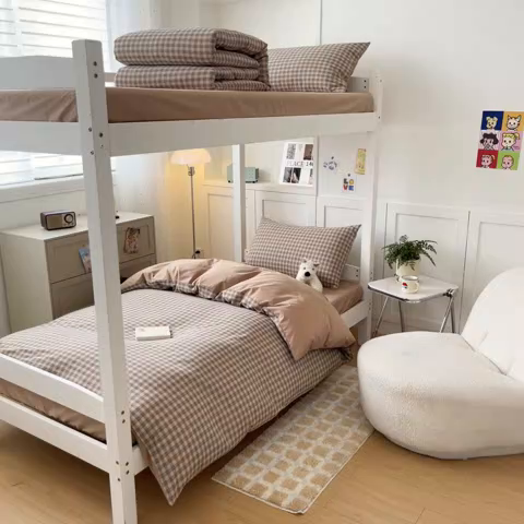 91家纺网 家纺一手货源 找家纺 ab家纺  2025新款40支A类水洗棉学生三件套 千寻-咖