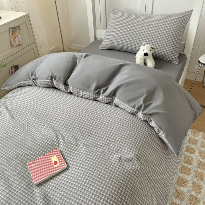 91家纺网 家纺一手货源 找家纺 ab家纺  2025新款40支A类水洗棉学生三件套 若兮-灰