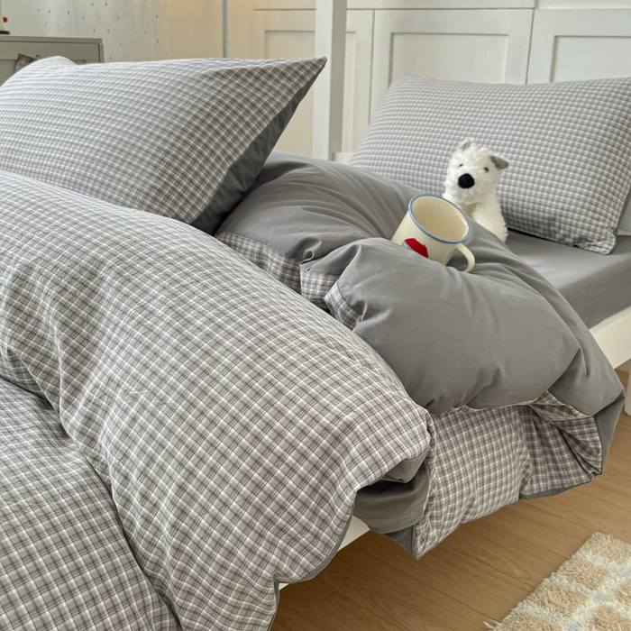 91家纺网 家纺一手货源 找家纺 ab家纺  2025新款40支A类水洗棉学生三件套 若兮-灰