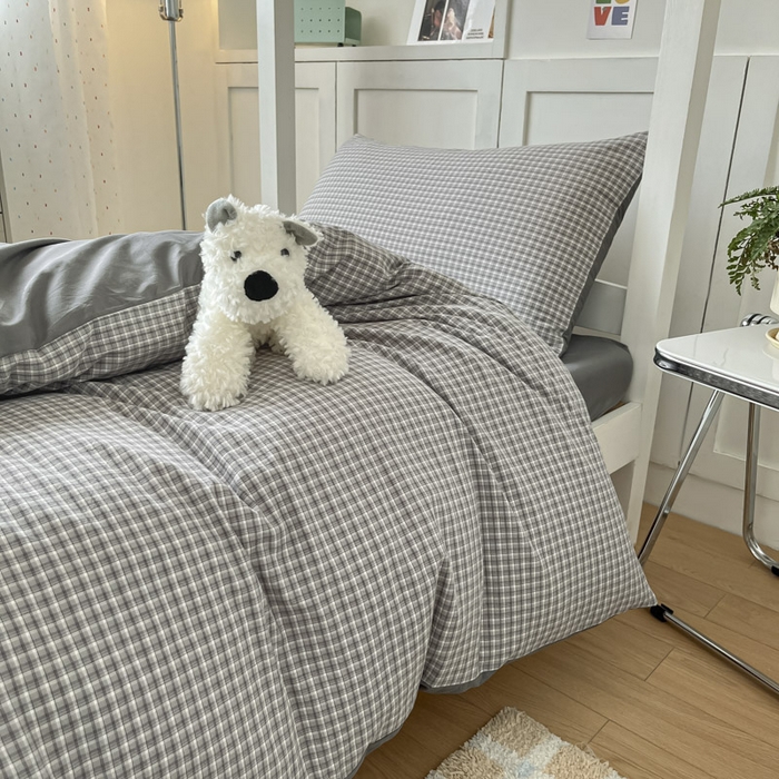 91家纺网 家纺一手货源 找家纺 ab家纺  2025新款40支A类水洗棉学生三件套 若兮-灰