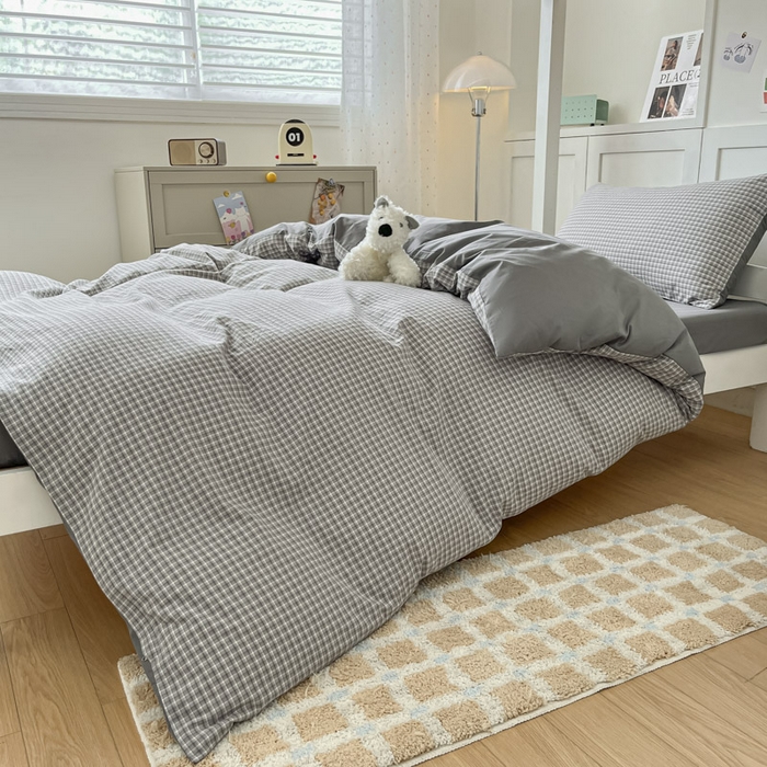 91家纺网 家纺一手货源 找家纺 ab家纺  2025新款40支A类水洗棉学生三件套 若兮-灰