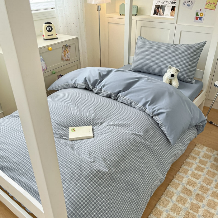 91家纺网 家纺一手货源 找家纺 ab家纺  2025新款40支A类水洗棉学生三件套 若兮-兰