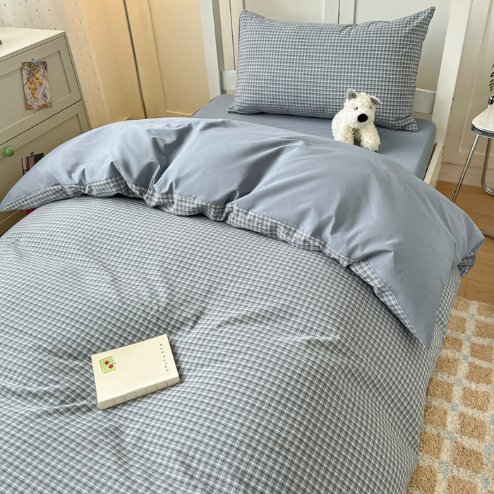 91家纺网 家纺一手货源 找家纺 ab家纺  2025新款40支A类水洗棉学生三件套 若兮-兰