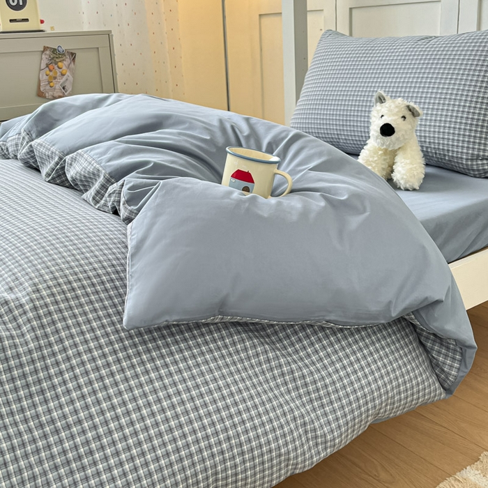 91家纺网 家纺一手货源 找家纺 ab家纺  2025新款40支A类水洗棉学生三件套 若兮-兰