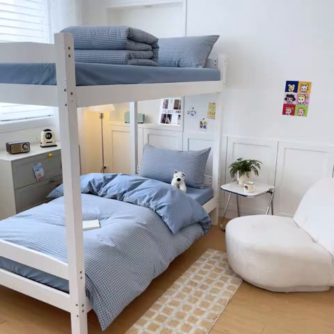 91家纺网 家纺一手货源 找家纺 ab家纺  2025新款40支A类水洗棉学生三件套 若兮-兰