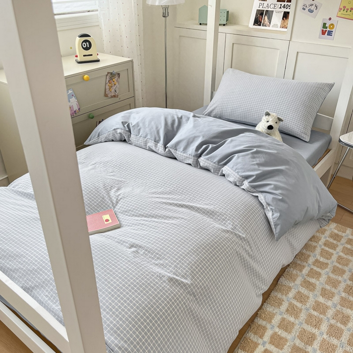 91家纺网 家纺一手货源 找家纺 ab家纺  2025新款40支A类水洗棉学生三件套 森浅-兰