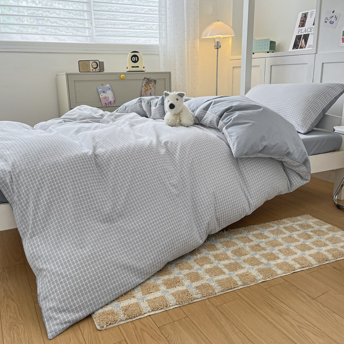 91家纺网 家纺一手货源 找家纺 ab家纺  2025新款40支A类水洗棉学生三件套 森浅-兰