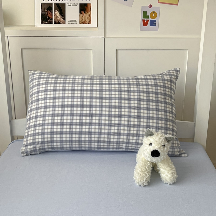 91家纺网 家纺一手货源 找家纺 ab家纺  2025新款40支A类水洗棉学生三件套 芷安蓝