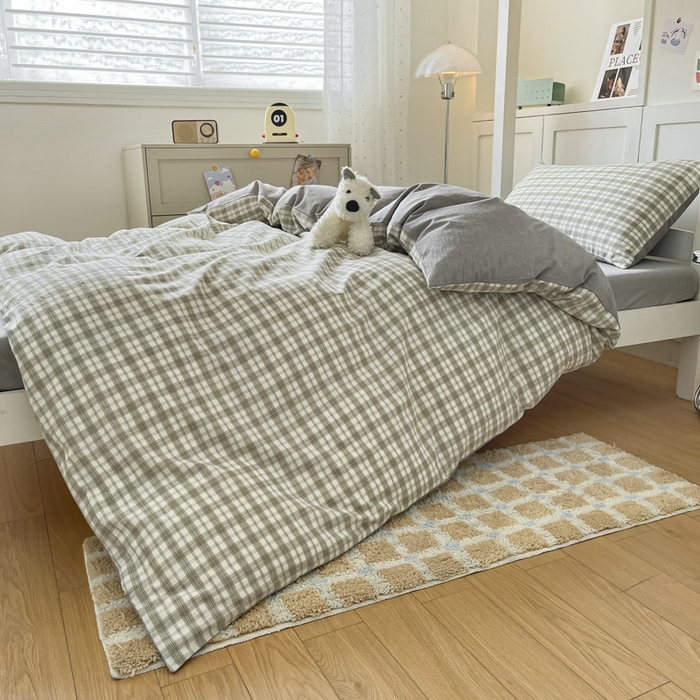 91家纺网 家纺一手货源 找家纺 ab家纺  2025新款40支A类水洗棉学生三件套 芷安绿