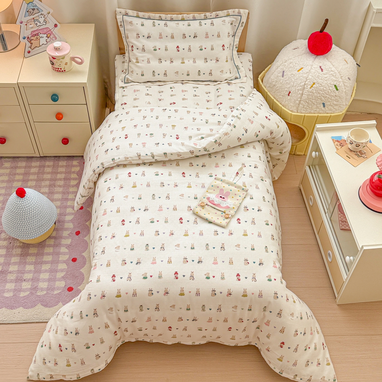 91家纺网 家纺一手货源 找家纺 （总）简宜家居（朝初家纺） 2025新款幼儿园双层纱套件