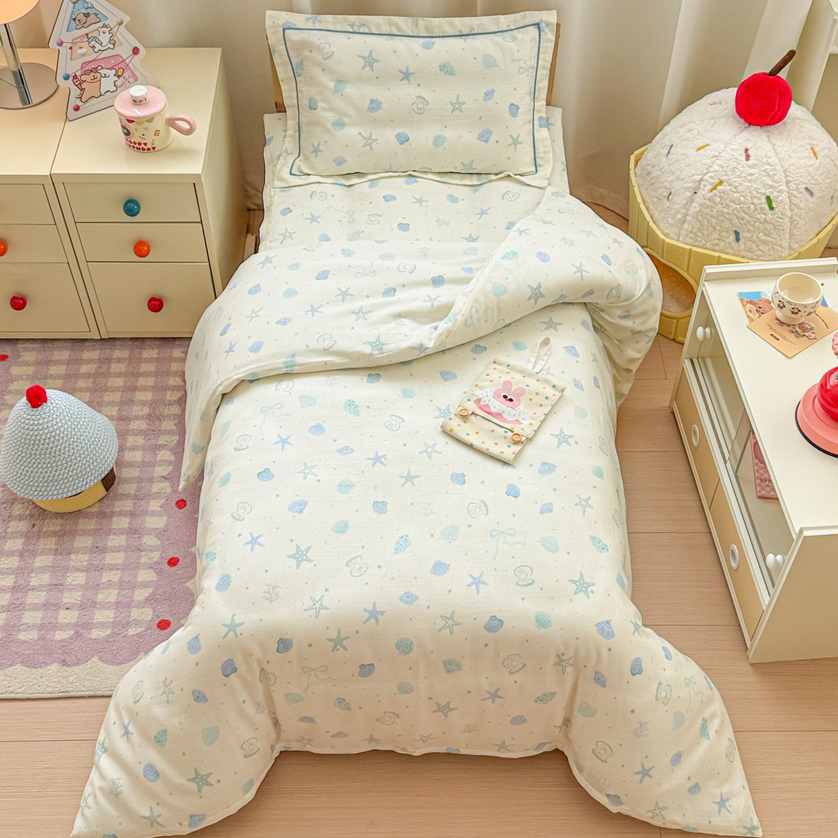 91家纺网 家纺一手货源 找家纺 （总）简宜家居（朝初家纺） 2025新款幼儿园双层纱套件