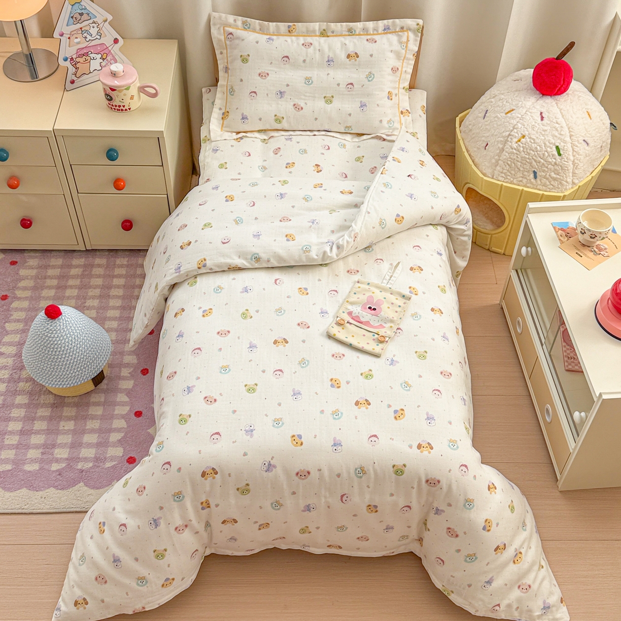 91家纺网 家纺一手货源 找家纺 （总）简宜家居（朝初家纺） 2025新款幼儿园双层纱套件