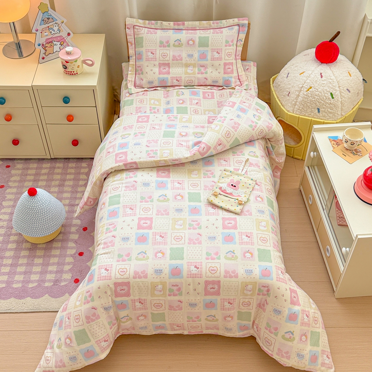 91家纺网 家纺一手货源 找家纺 （总）简宜家居（朝初家纺） 2025新款幼儿园双层纱套件