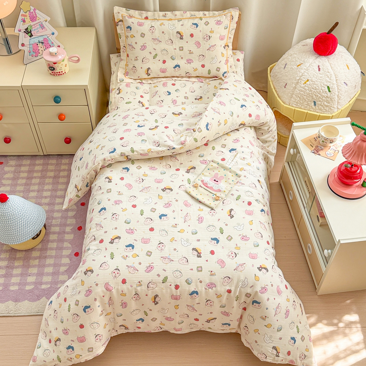 91家纺网 家纺一手货源 找家纺 （总）简宜家居（朝初家纺） 2025新款幼儿园双层纱套件