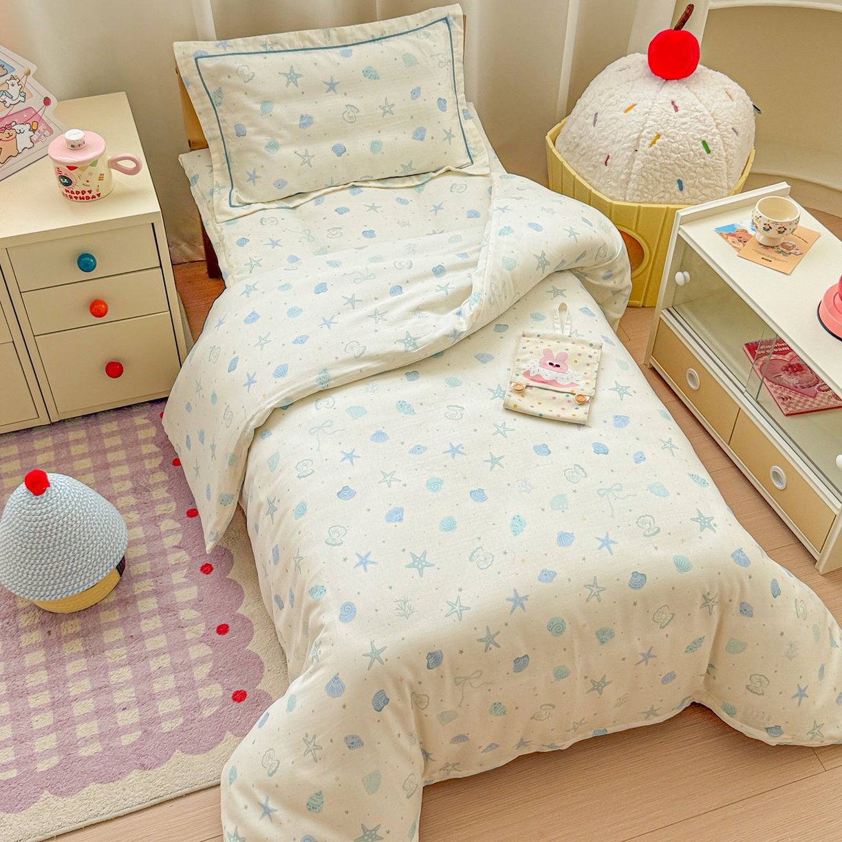 91家纺网 家纺一手货源 找家纺 （总）简宜家居（朝初家纺） 2025新款幼儿园双层纱套件