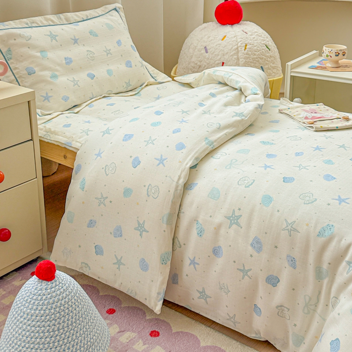 91家纺网 家纺一手货源 找家纺 （总）简宜家居（朝初家纺） 2025新款幼儿园双层纱套件