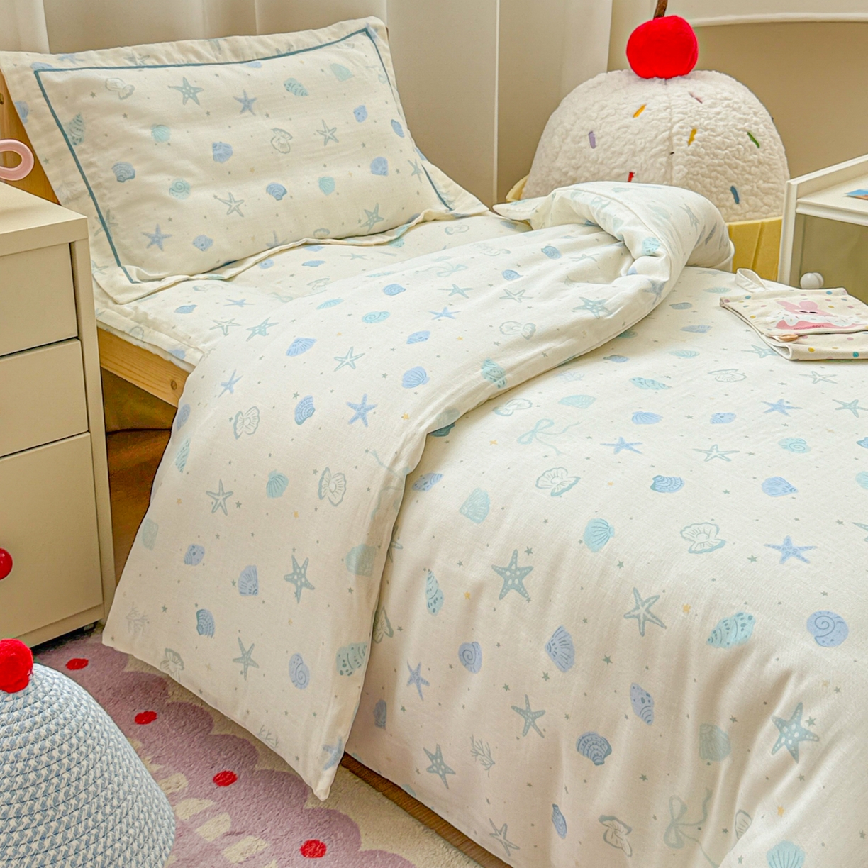 91家纺网 家纺一手货源 找家纺 （总）简宜家居（朝初家纺） 2025新款幼儿园双层纱套件