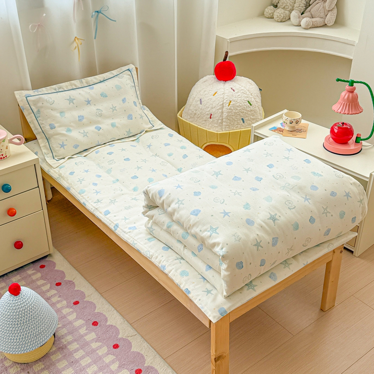 91家纺网 家纺一手货源 找家纺 （总）简宜家居（朝初家纺） 2025新款幼儿园双层纱套件