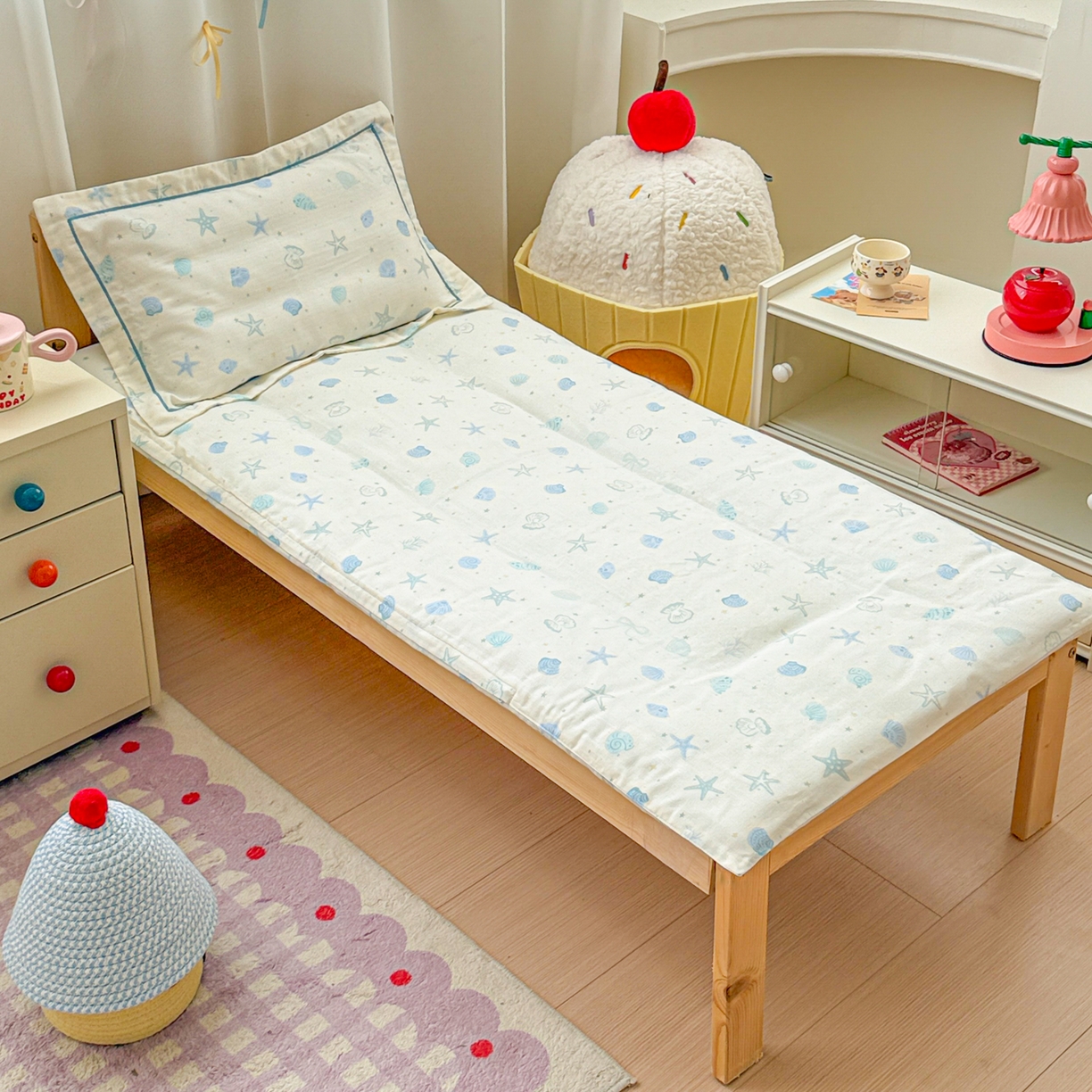 91家纺网 家纺一手货源 找家纺 （总）简宜家居（朝初家纺） 2025新款幼儿园双层纱套件