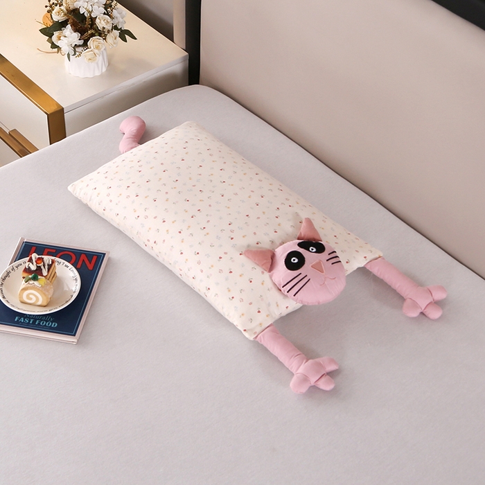 金牛枕2025新款全棉荞麦壳卡通枕头枕芯 哇塞猫-玉