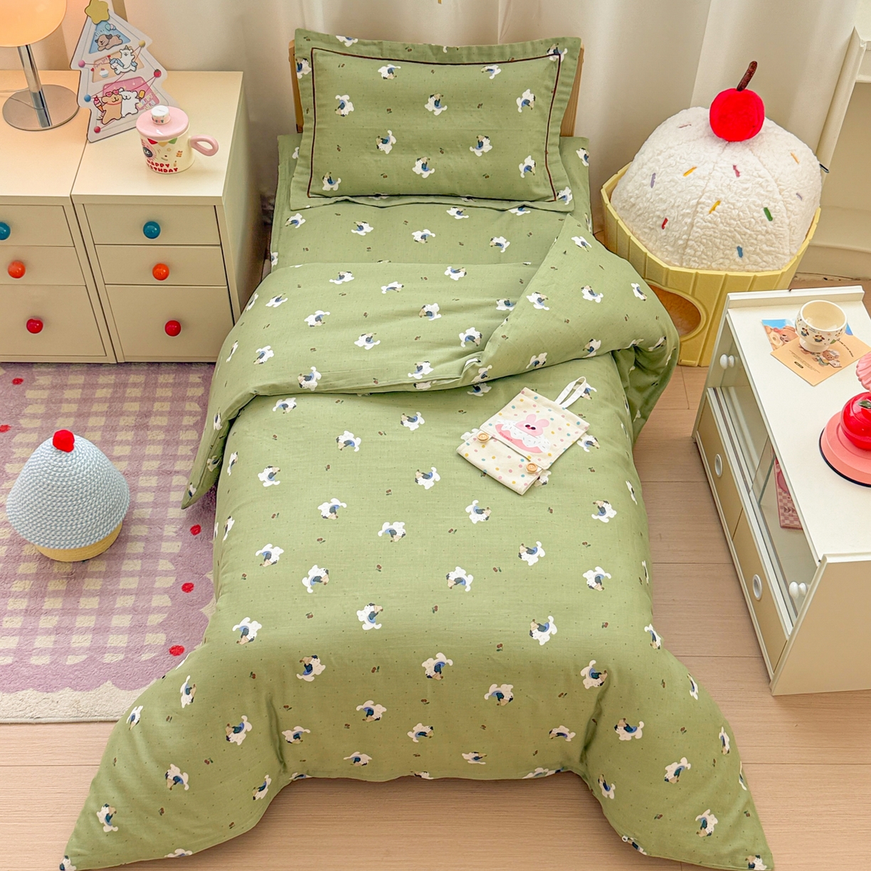 简宜家居（朝初家纺） 2025新款幼儿园双层纱套件 狗狗踏青