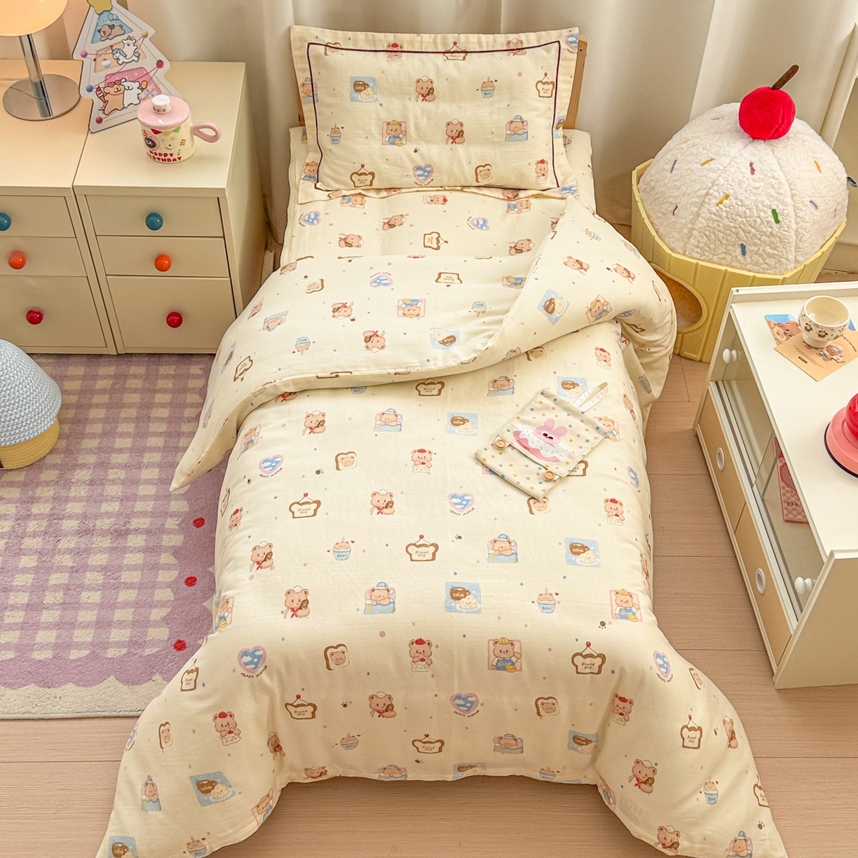 简宜家居（朝初家纺） 2025新款幼儿园双层纱套件 fu fu 熊