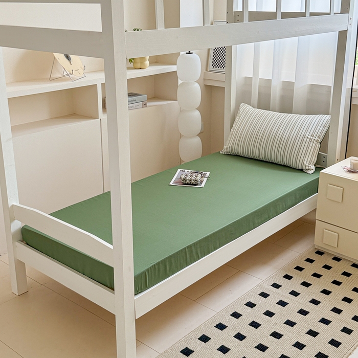 91家纺网 家纺一手货源 找家纺 呗旺鹿 2025新款12868全棉纯棉学生床三件套四件套 柏林绿