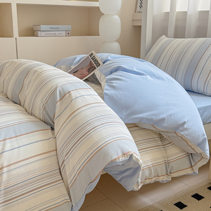 91家纺网 家纺一手货源 找家纺 呗旺鹿 2025新款12868全棉纯棉学生床三件套四件套 克洛伊