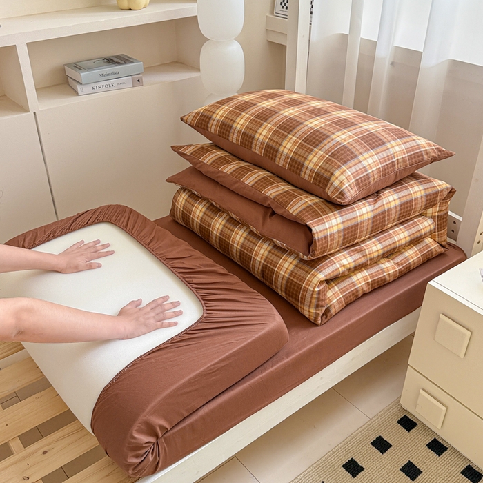 91家纺网 家纺一手货源 找家纺 呗旺鹿 2025新款12868全棉纯棉学生床三件套四件套 洛可可