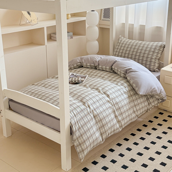 呗旺鹿 2025新款12868全棉纯棉学生床三件套四件套 曼弗灰