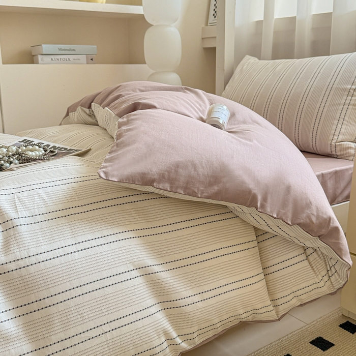 91家纺网 家纺一手货源 找家纺 呗旺鹿 2025新款12868全棉纯棉学生床三件套四件套 西塔茶