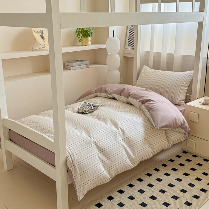 91家纺网 家纺一手货源 找家纺 呗旺鹿 2025新款12868全棉纯棉学生床三件套四件套 西塔茶