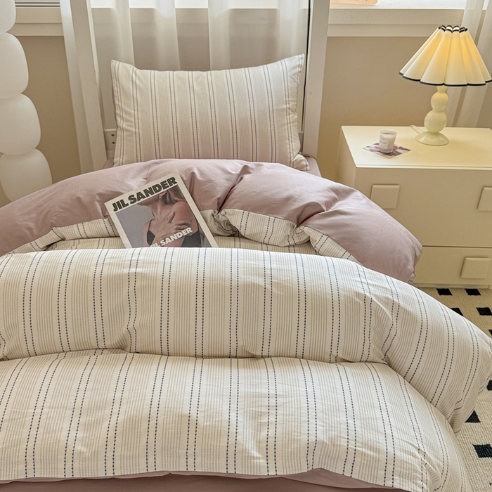 91家纺网 家纺一手货源 找家纺 呗旺鹿 2025新款12868全棉纯棉学生床三件套四件套 西塔茶