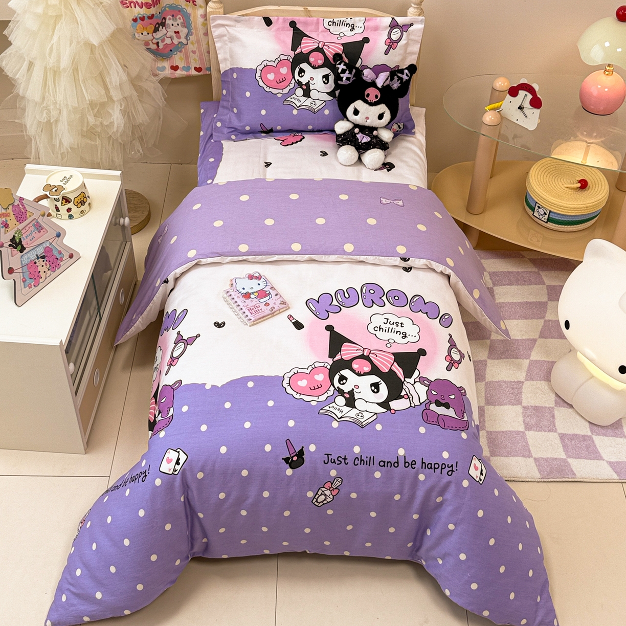 简宜家居（朝初家纺） 2025新款三丽鸥花型幼儿园套件 库洛米紫