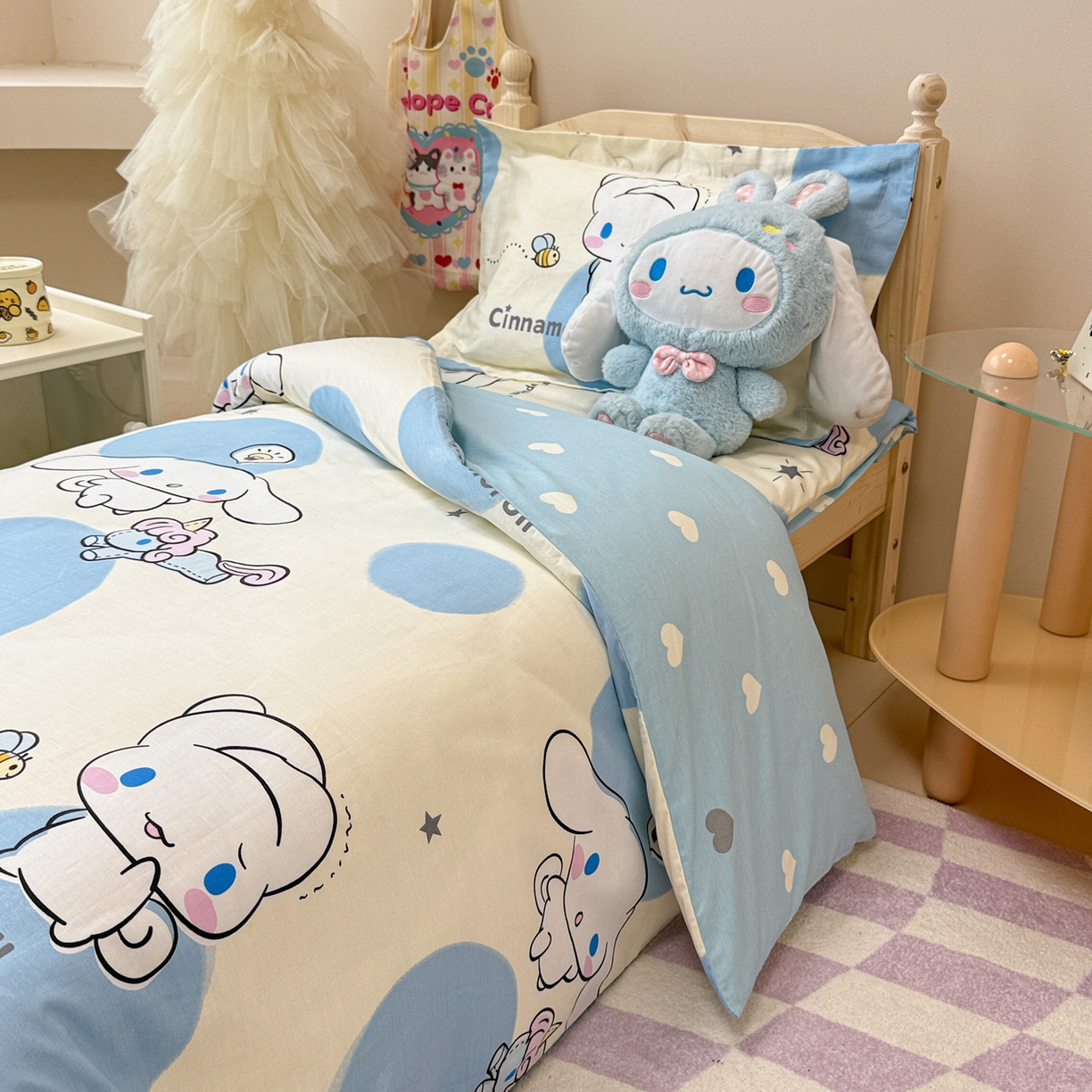 91家纺网 家纺一手货源 找家纺 简宜家居（朝初家纺） 2025新款三丽鸥花型幼儿园套件 玉桂狗