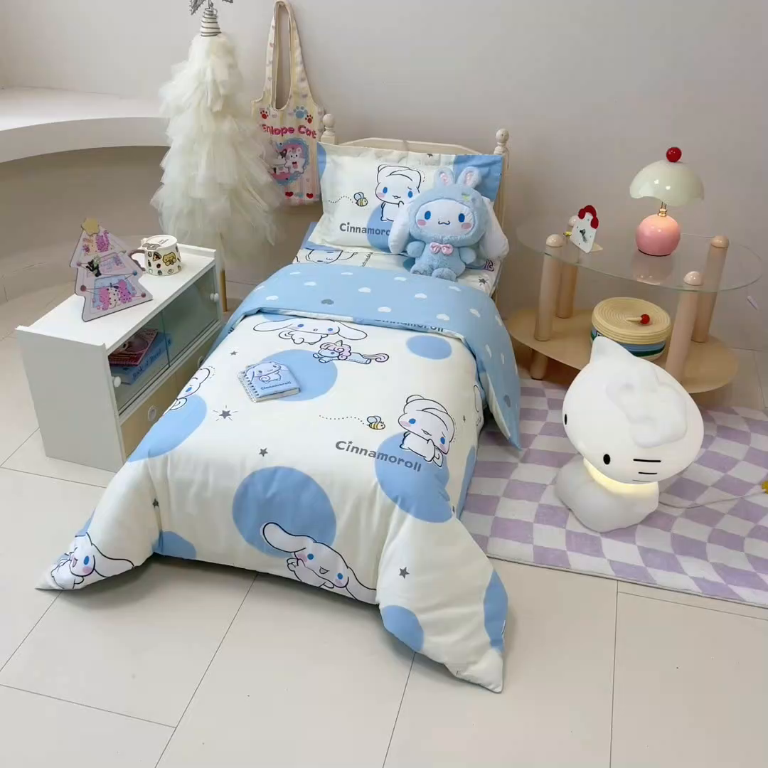 91家纺网 家纺一手货源 找家纺 简宜家居（朝初家纺） 2025新款三丽鸥花型幼儿园套件 玉桂狗