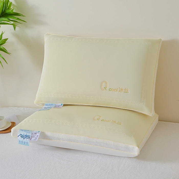 91家纺网 家纺一手货源 找家纺 梵希良品家纺 2024新款亲肤柔软凉感冰丝枕枕头枕芯 浅黄 48x74cm/只