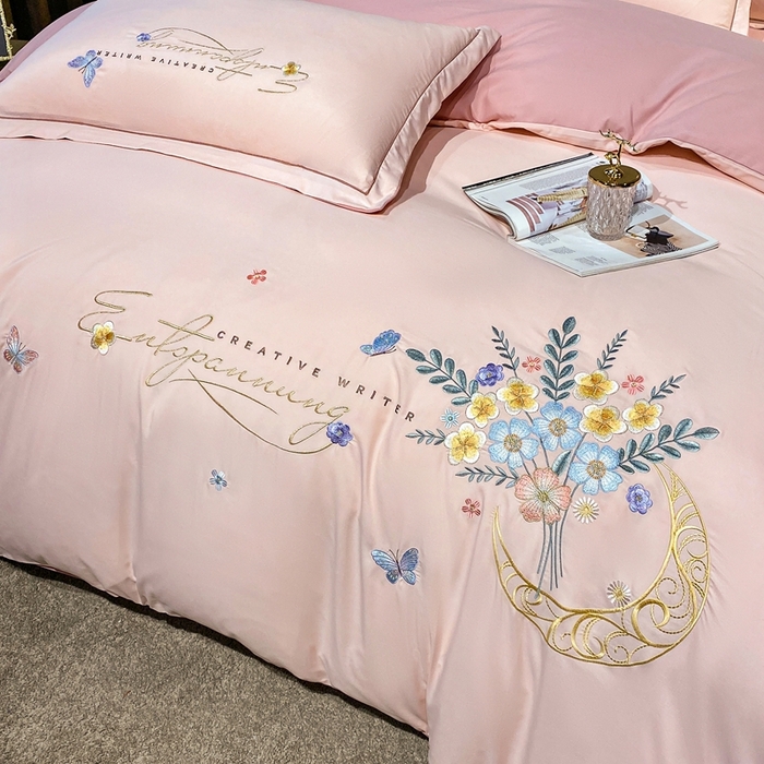 91家纺网 家纺一手货源 找家纺 大麦乐田 2025工艺款立体花绣花四件套-镜花水月 镜花水月粉