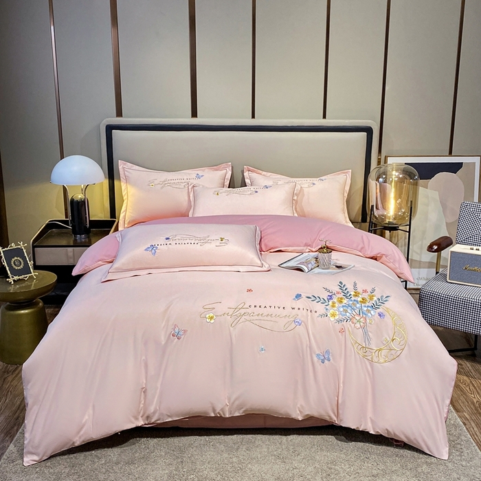 91家纺网 家纺一手货源 找家纺 大麦乐田 2025工艺款立体花绣花四件套-镜花水月 镜花水月粉