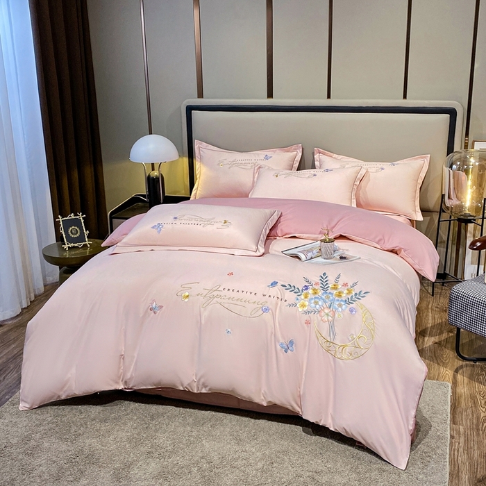 91家纺网 家纺一手货源 找家纺 大麦乐田 2025工艺款立体花绣花四件套-镜花水月 镜花水月粉