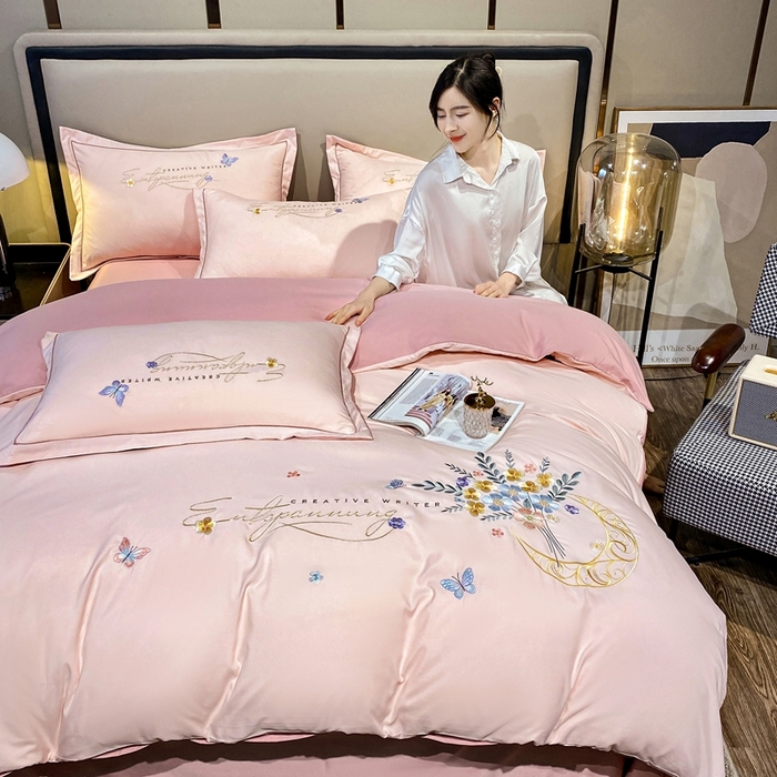 91家纺网 家纺一手货源 找家纺 大麦乐田 2025工艺款立体花绣花四件套-镜花水月 镜花水月粉